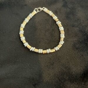 Two-Tone Gold and Silver Stretch Beaded Bracelet - Women Jewelry